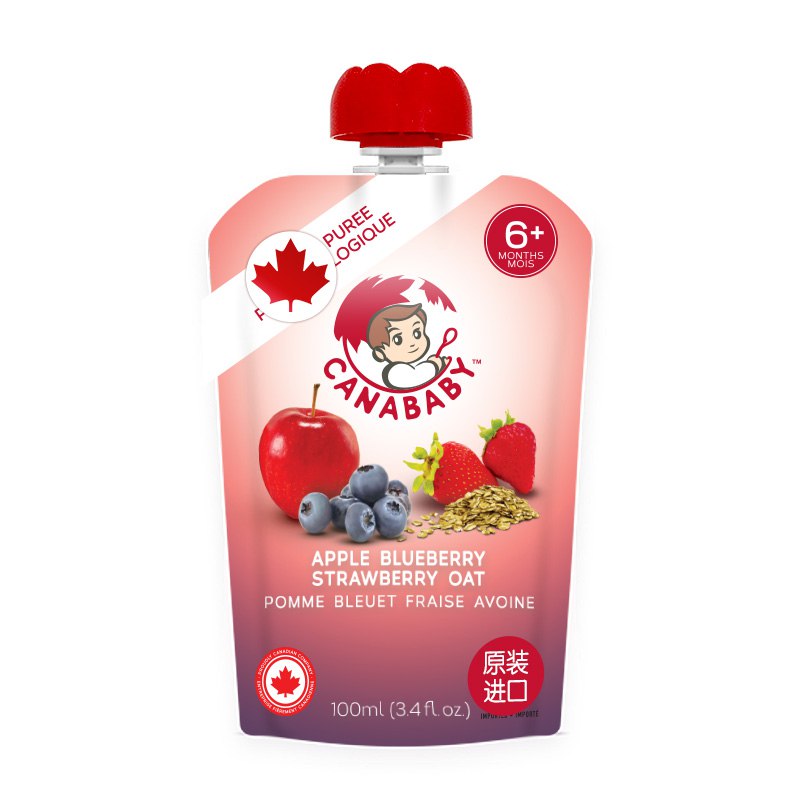 佳拿贝比蓝莓泥宝宝辅食苹果蓝莓草莓燕麦混合果泥100g意大利原装进口，99-20券叠加2件5折，拍10件30+U，折合每件3