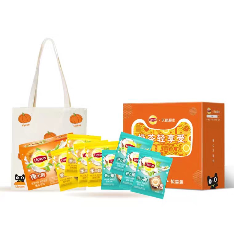 联合利华立顿旗舰店 10月临期特价  10.9元拿铁奶茶16包+帆布包 (znKR1v5WUHh)