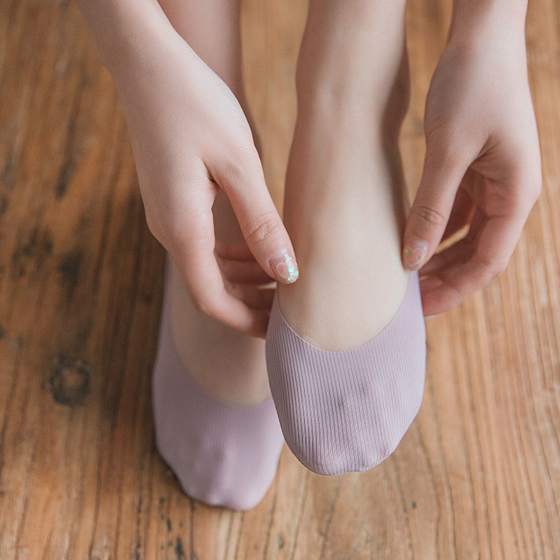 袜子女新款冰丝任意剪女士船袜个性条纹棉底浅口硅胶隐形袜2/5双，1.8元