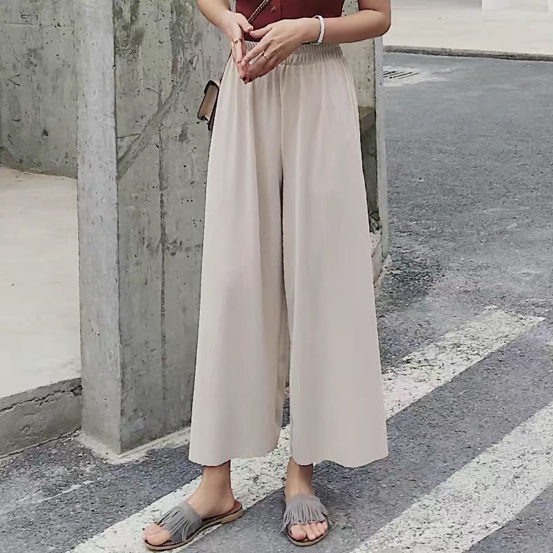 冰丝坠感夏季新款阔腿裤学生女士高腰直筒裤拖地宽松显瘦休闲女裤，5.9元