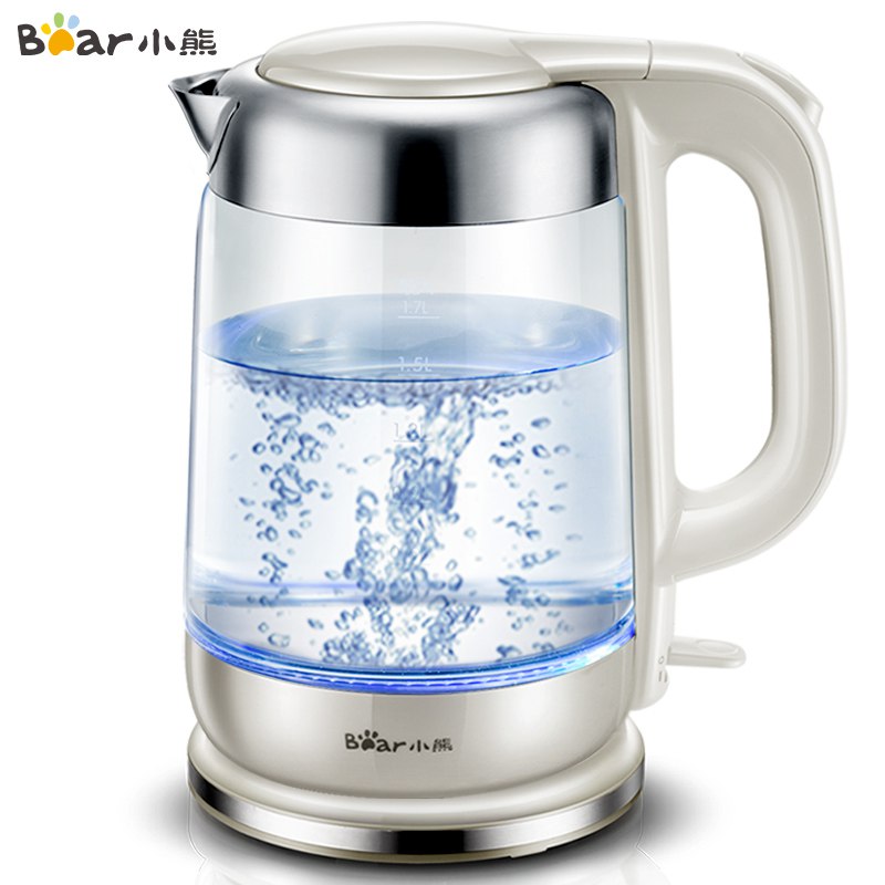 【京东自营】小熊（Bear）304不锈钢家用高硼硅玻璃大容量 电热水壶1.7L秒杀价：87.9元/件（活动时间1天）