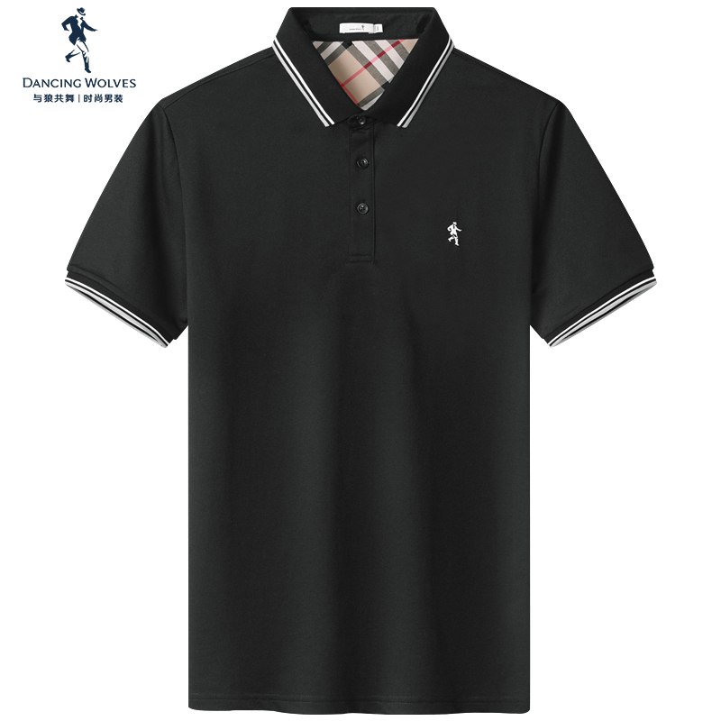 8券后69元与狼共舞商务翻领Polo衫撞色刺绣款时尚潮流(MgA92NTA12b)/