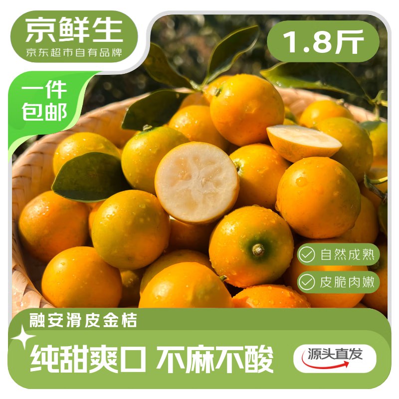 自营京鲜生 广西滑皮金桔净重1.8斤 单果10g+