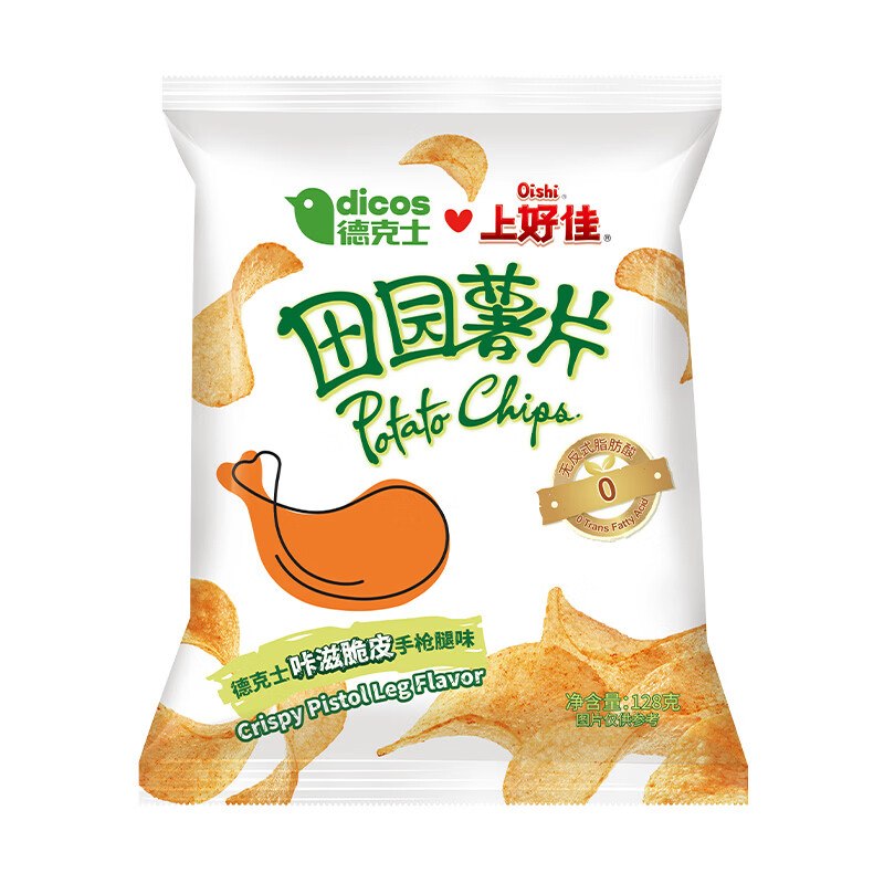 上好佳田园薯片咔滋脆皮手枪腿风味128g休闲零食 解馋零食