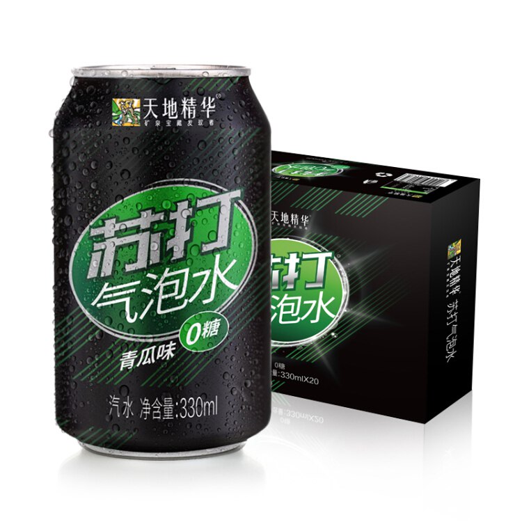 天地精华 群青瓜味气泡水苏打汽水330ml*20听 整箱