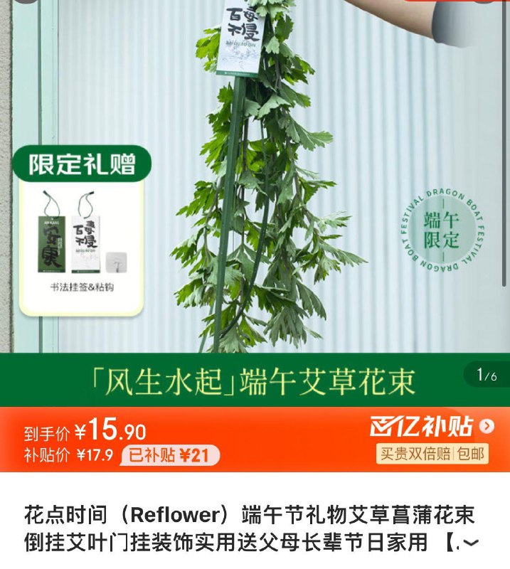 拍下15.9亓花点时间端午节艾草花束