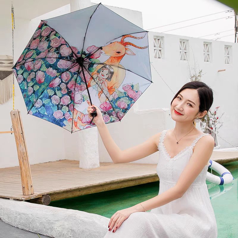 19.8元羚羊早安旗舰店强抗风双人折叠晴雨伞(ta4EX0D0iWR)/