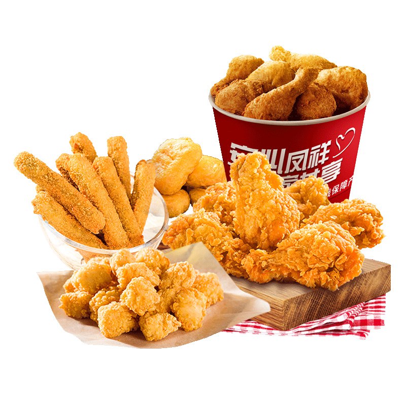 祥食品 炸鸡家庭桶1.9kg（香辣翅根+乐享鸡块+鸡米花+黄金鸡棒）