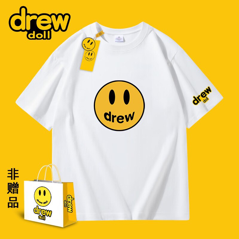 0点开始   39.9元【DREWDOLL旗舰】drew笑脸情侣短袖*1件)X076dnw9YxO)/ CZ11/面料柔软舒适，版型宽松休闲