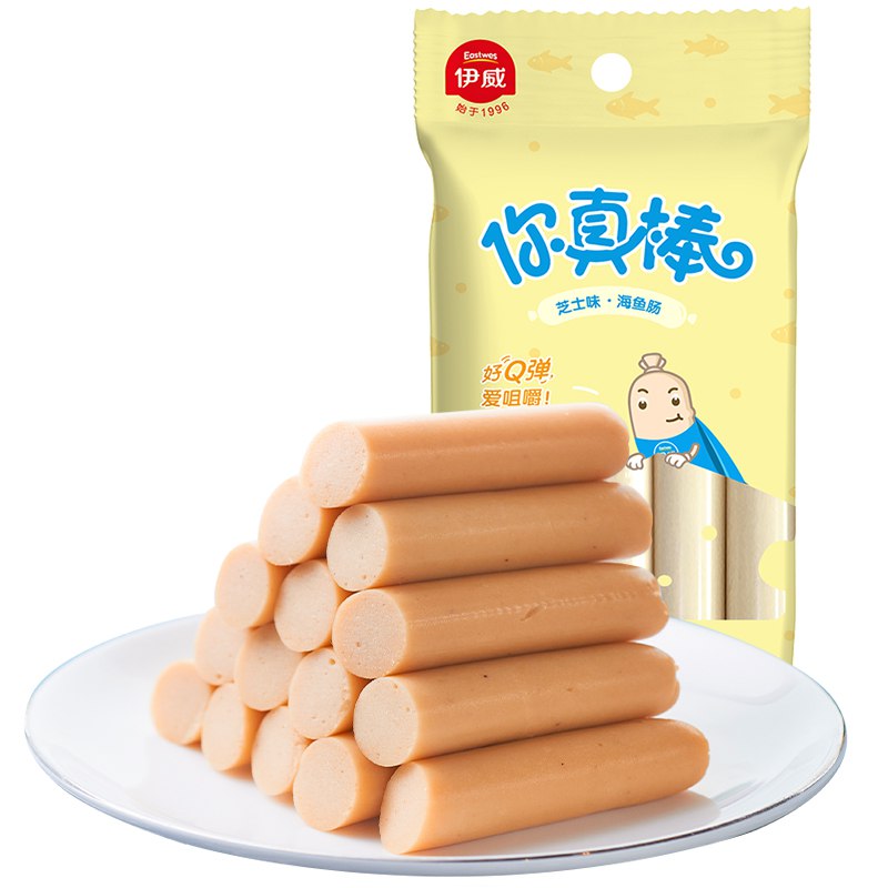 伊威(Eastwes) 鱼肠 儿童零食 你真棒海鱼肠 75g（芝士味）