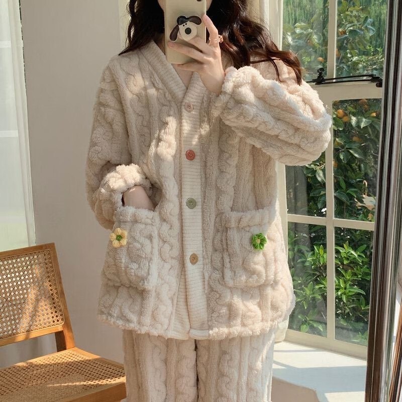 诗莉奥 法兰绒甜美家居服套装