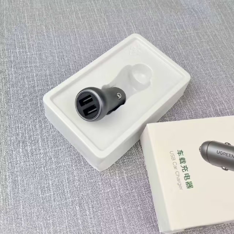 26.9💵【绿联数码旗舰店】叠上随机满减虹.包~更低价拍第9~航空铝·银~2个USB绿联24W双口车载充电头)lIVYWV3TZDP)/ CZ1124w闪充 不限不限车型哟~充电稳定不弹窗 更好保电池车载车充一定要买大牌安心