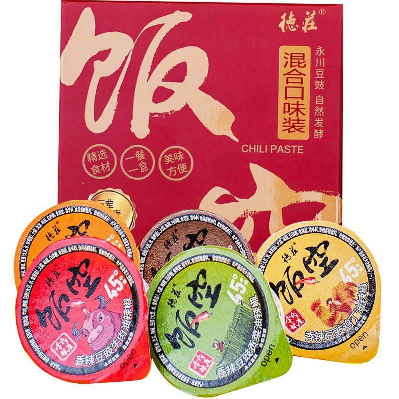 德庄重庆饭空什锦豆豉辣酱混合口味240g盒装,169-30券叠加2件5折，PLUS拍9件59.55，折合每件6.61