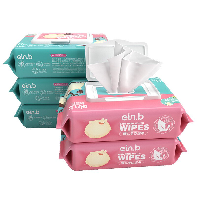 【京东自营】怡恩贝（ein.b）婴儿手口湿巾纸80片 5包