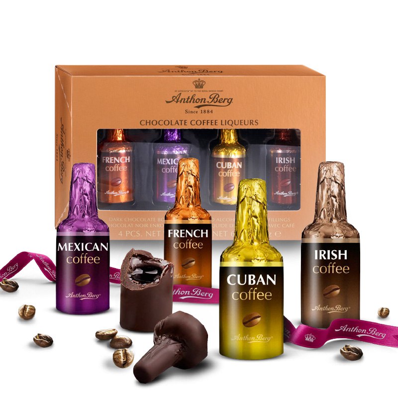 丹麦进口 AnthonBerg 爱顿博格 咖啡利口酒酒心巧克力 62g 4支