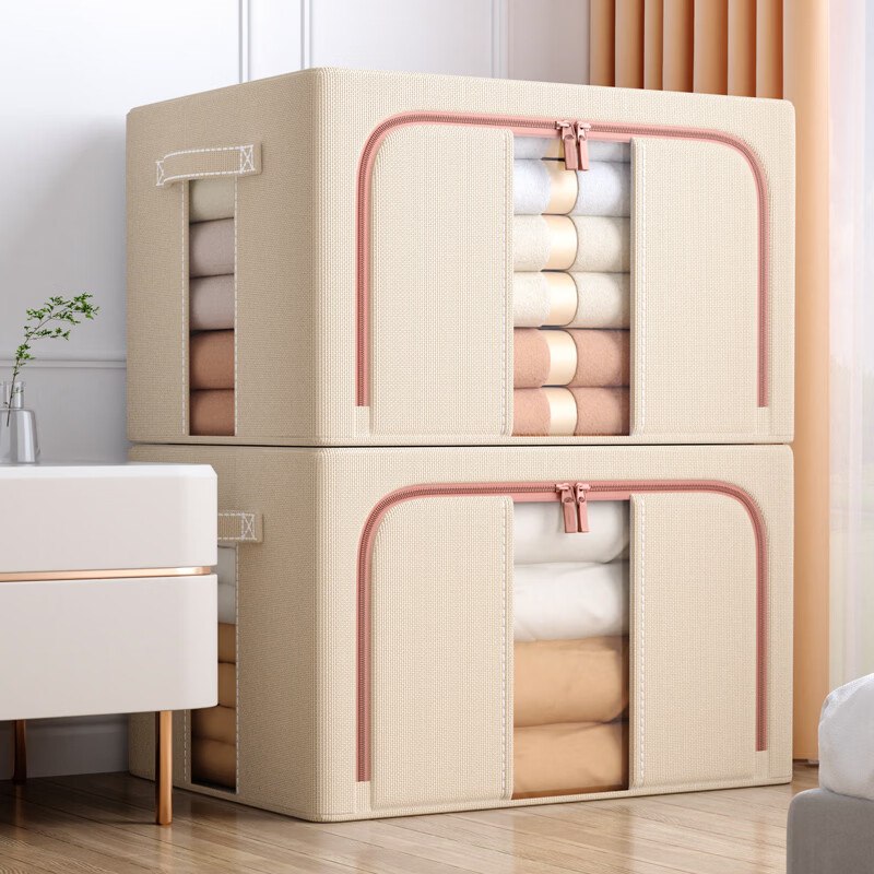 佳帮手 双视窗布艺收纳箱100L到手27.95元；升级钢架！！领 