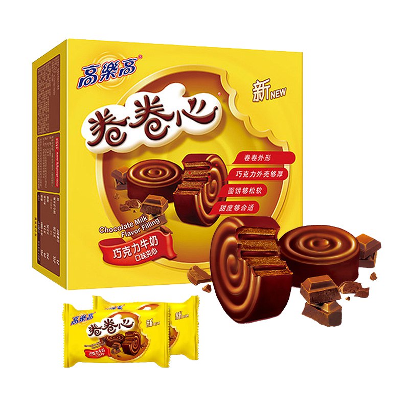 高乐高 卷卷心 巧克力牛奶口味夹心 巧克力味涂层蛋糕 240g