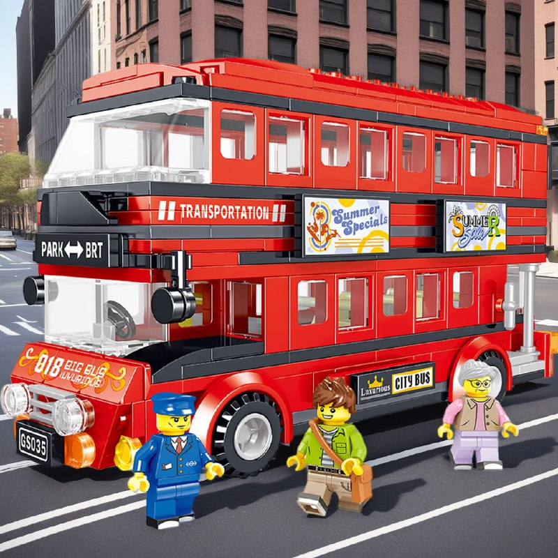 哲高 拼装汽车双层巴士手提礼盒