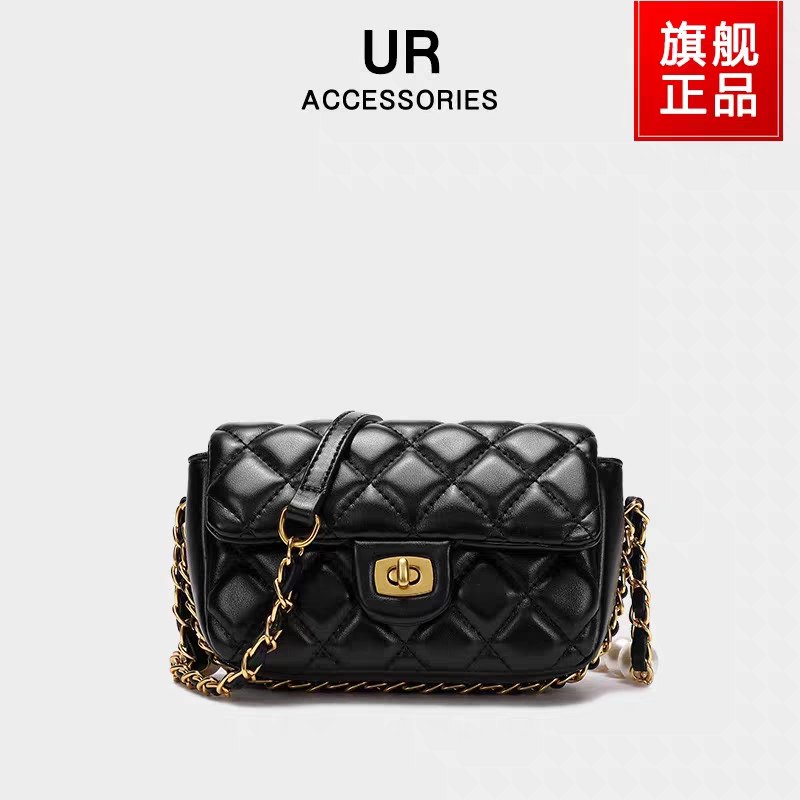 98元  UR箱包旗舰店珍珠菱格小方包斜挎链条包(SFYicKVFtfP)/